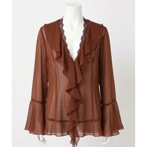 NEW FREE PEOPLE bali tulula chiffon top in umber earth